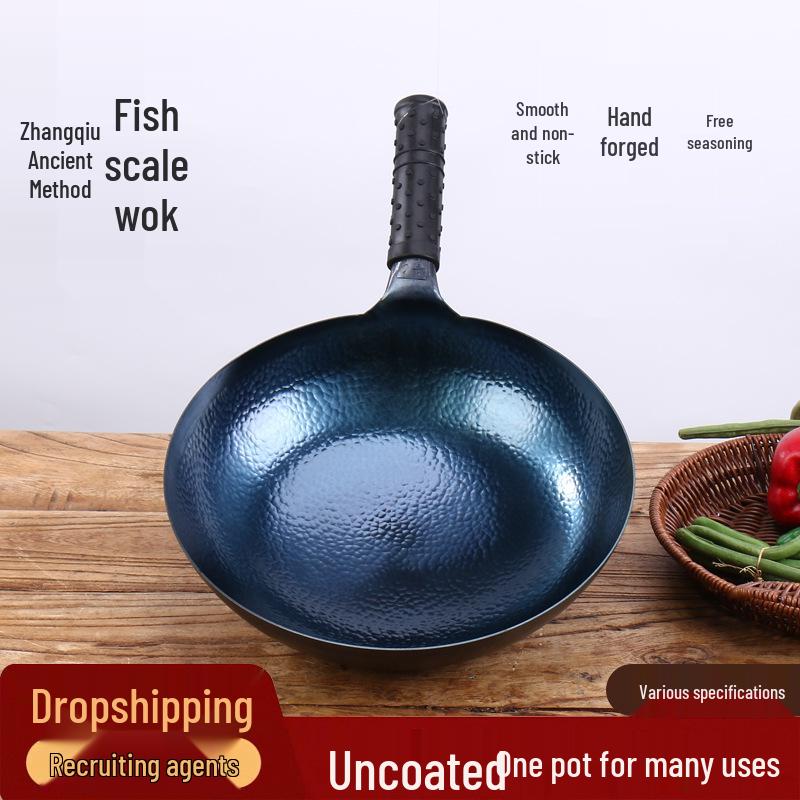 Zhangqiu Iron Handle Fish Scale Wok: Durable, Non-Stick, Handmade Frying and Stir-Fry Pan for Household Use. Stainless Steel Lid
Zhangqiu Iron Handle Fish Scale Wok: Durable, Non-Stick, Handmade Frying and Stir-Fry Pan for Household Use. Stainless Steel Lid