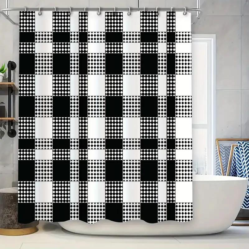 Checkered Shower Curtain: Black And White Bathrooms Decor For Home Supplies Customizable Size Waterproof Fabric With Rings Inclu W60H190(CM)-1 Pcs
Checkered Shower Curtain: Black And White Bathrooms Decor For Home Supplies Customizable Size Waterproof Fabric With Rings Inclu W60H190(CM)-1 Pcs