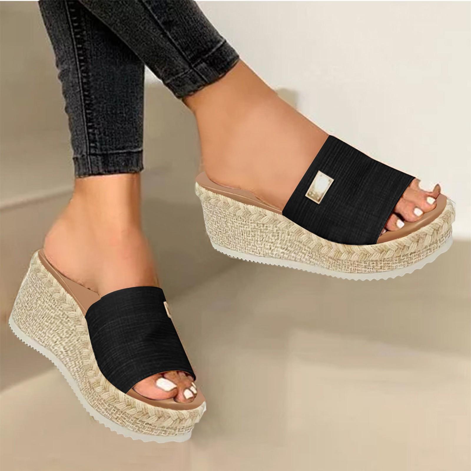 Ladies Wedge Sandals Summer Fashion Slippers Platform Sandal With Arch Support Beach Slides Lightweight Flip Flops Sandals 36 чорний
Ladies Wedge Sandals Summer Fashion Slippers Platform Sandal With Arch Support Beach Slides Lightweight Flip Flops Sandals 36 чорний