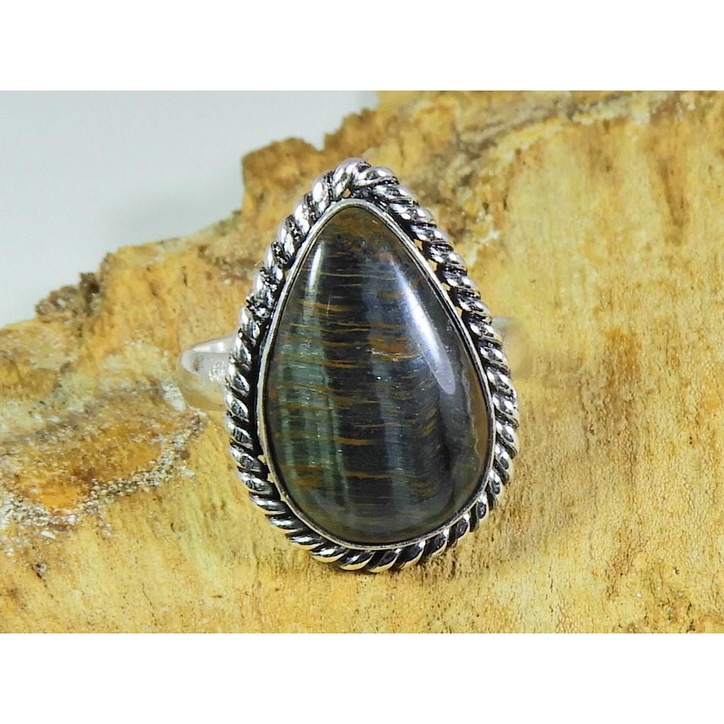 Natural Tiger Eye 925 Solid Sterling Silver Ring Size US-9 PG-166 
Natural Tiger Eye 925 Solid Sterling Silver Ring Size US-9 PG-166