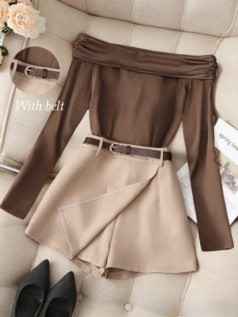 2025 Women s One-Shoulder Long-Sleeve T-Shirt and Shorts Skirt Set XL
2025 Women s One-Shoulder Long-Sleeve T-Shirt and Shorts Skirt Set XL