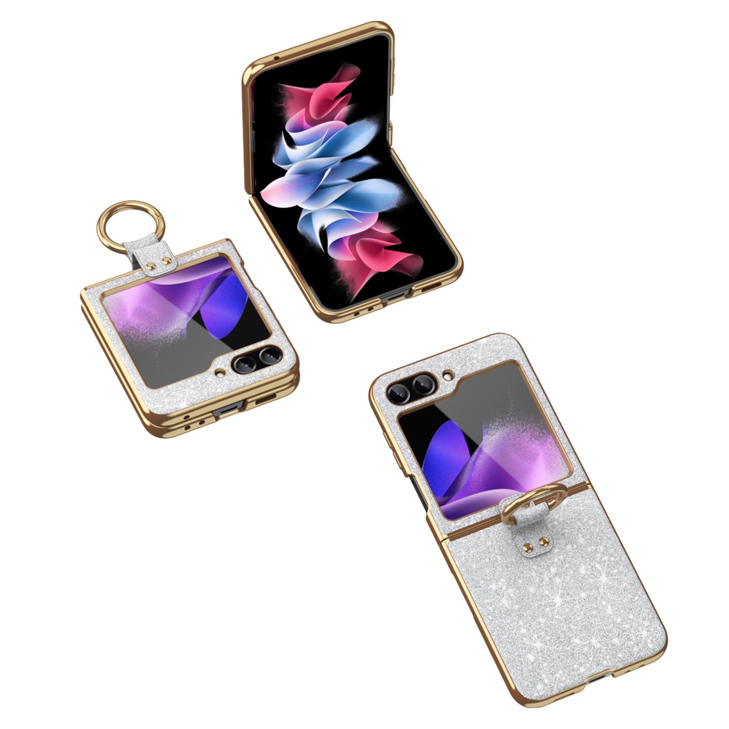 For Samsung Galaxy Z Flip5 5G Case PU Leather+PC Glitter Phone Cover Ring Holder Silver
For Samsung Galaxy Z Flip5 5G Case PU Leather+PC Glitter Phone Cover Ring Holder Silver