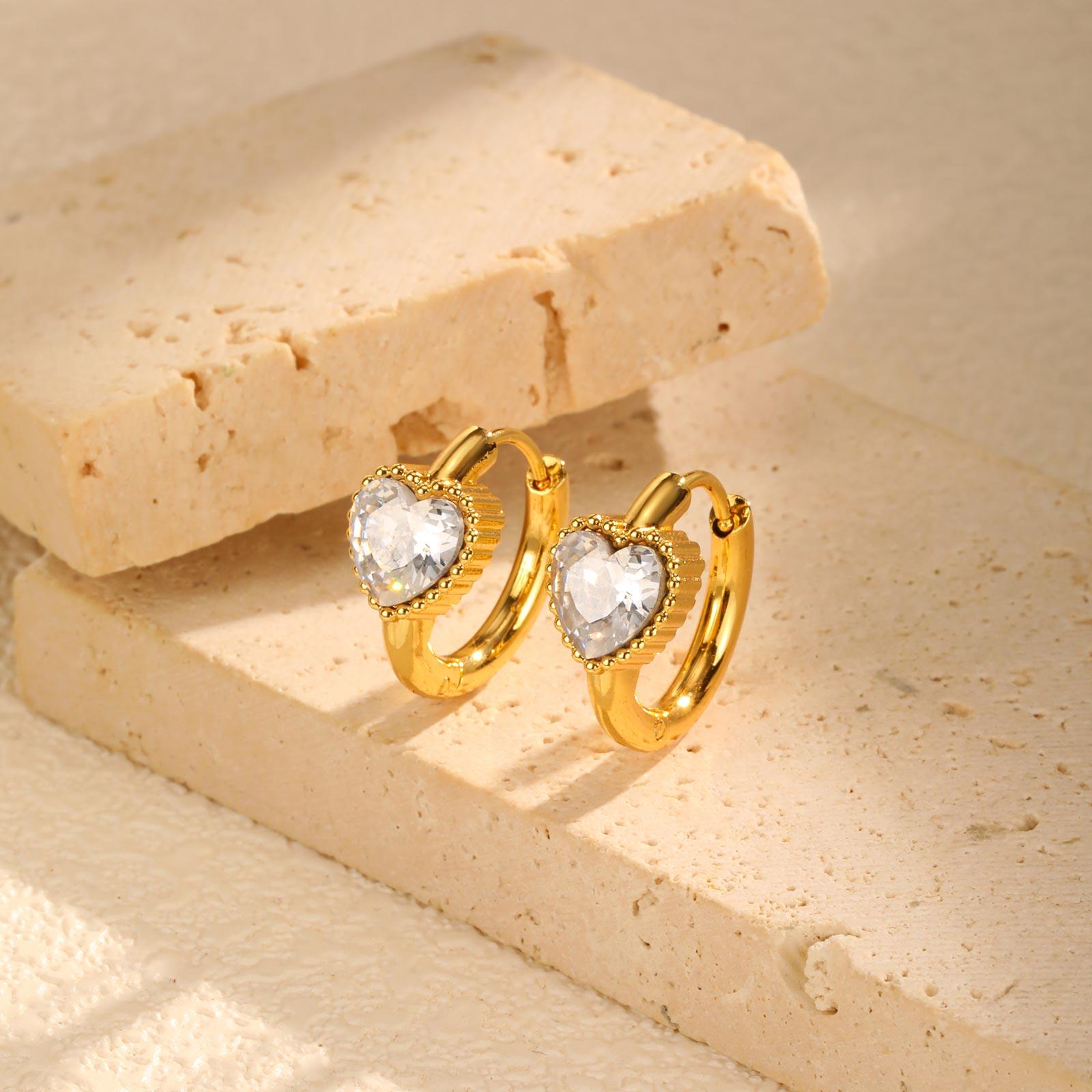 Dainty White Zircon Heart-shaped Earrings for Women,Pentagonal Star Earrings Gold Color Stainless Steel,Trendy Jewelry Gift
Dainty White Zircon Heart-shaped Earrings for Women,Pentagonal Star Earrings Gold Color Stainless Steel,Trendy Jewelry Gift