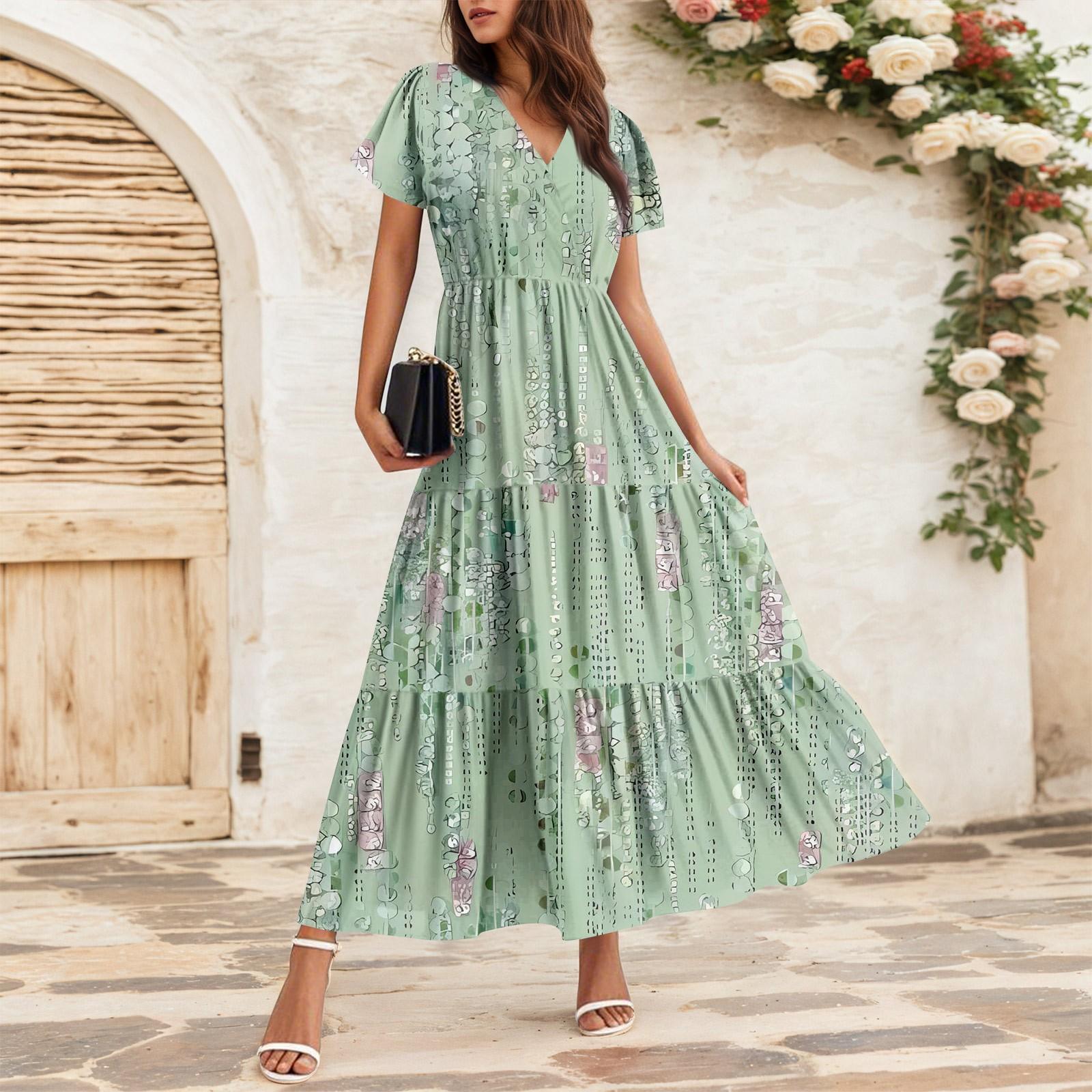 Женские струящиеся платья Женские летние платья Повседневные платья макси с коротким рукавом Официальные платья макси XL
Женские струящиеся платья Женские летние платья Повседневные платья макси с коротким рукавом Официальные платья макси XL