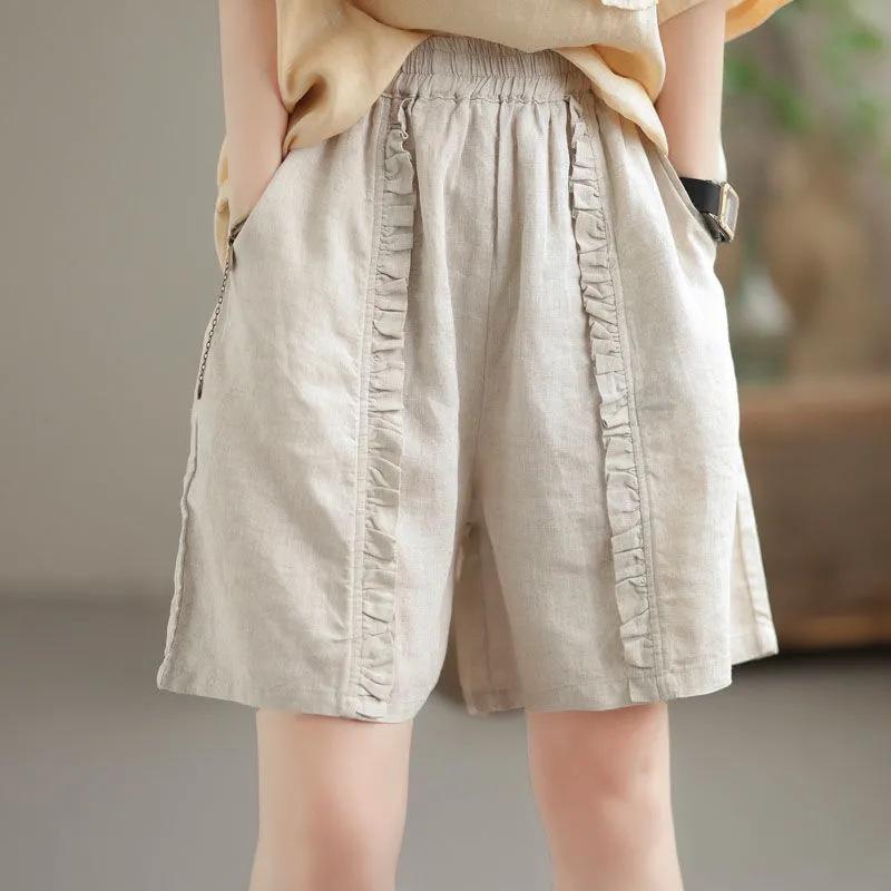 Women s Retro Pleated Cotton-Linen Harem Shorts – Casual, Loose, Elastic Waist for Spring/Summer XL 120-140 lbs
Women s Retro Pleated Cotton-Linen Harem Shorts – Casual, Loose, Elastic Waist for Spring/Summer XL 120-140 lbs