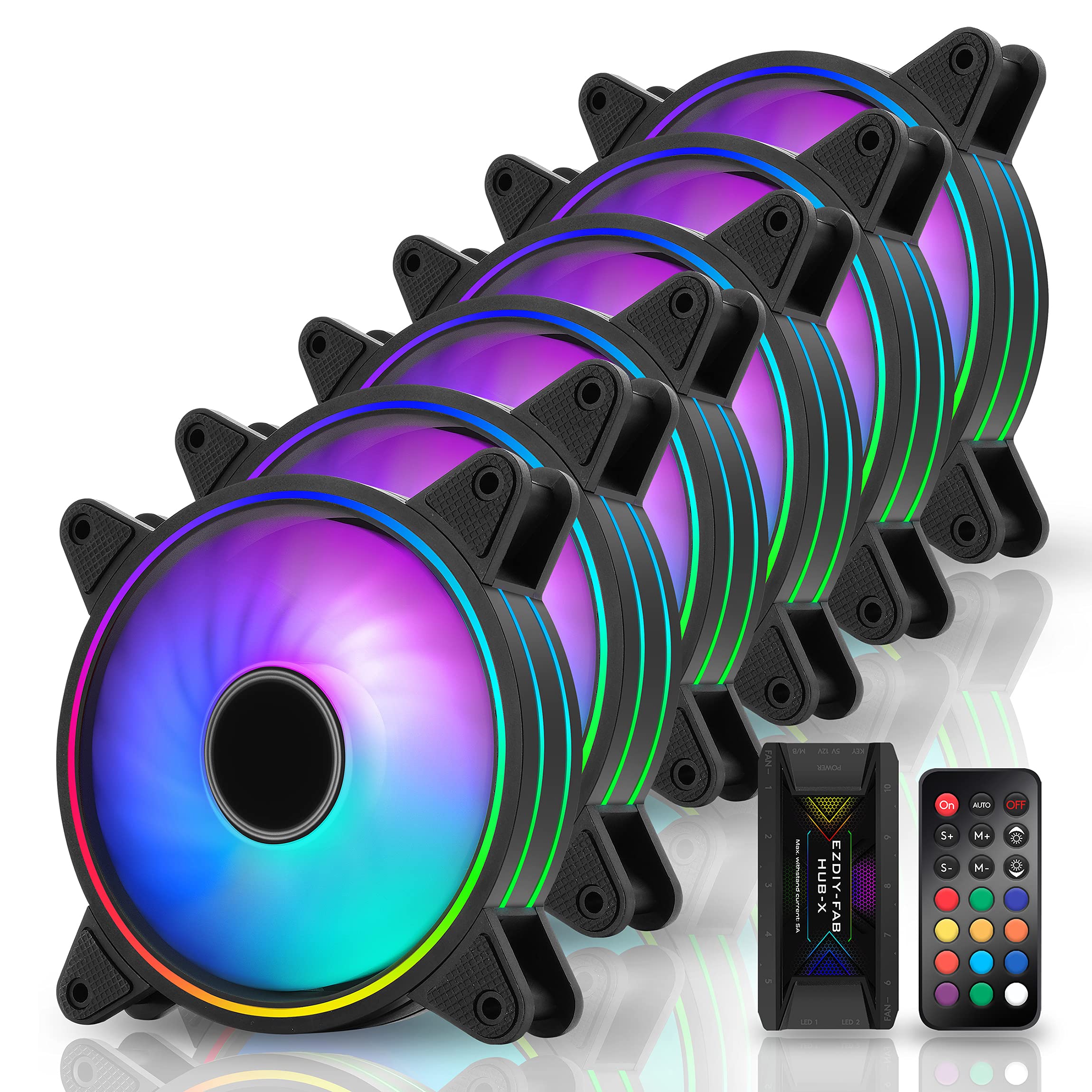 120mm RGB PC Case Fan 5V 3PIN ARGB Motherboard AURA Sync Synchronized LED Fan Quiet High Performance 6PIN Connector Speed Control with Remote Control
120mm RGB PC Case Fan 5V 3PIN ARGB Motherboard AURA Sync Synchronized LED Fan Quiet High Performance 6PIN Connector Speed Control with Remote Control