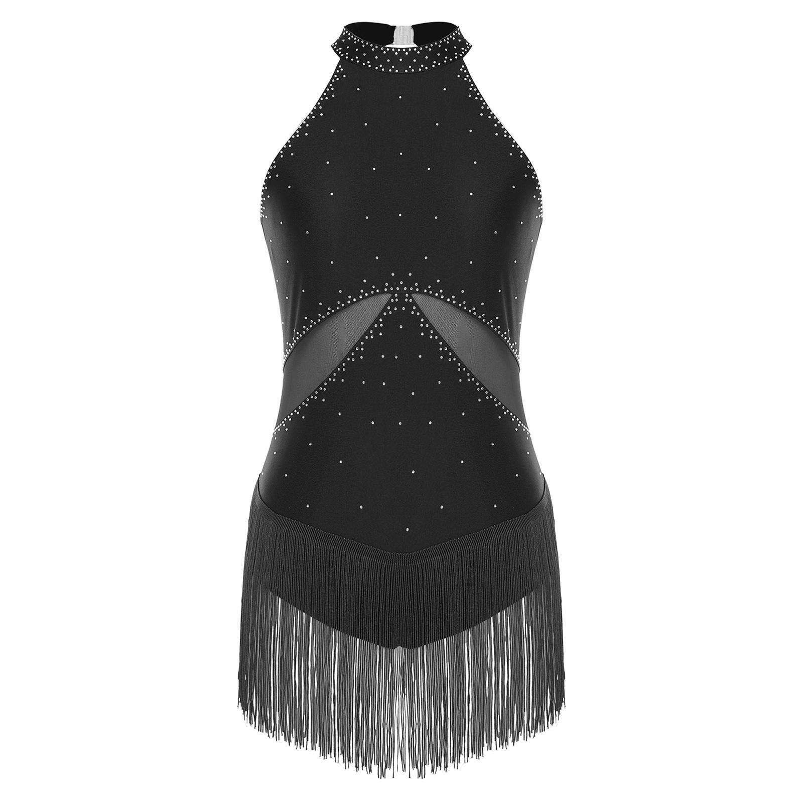 Жіночий латиноамериканський костюм для танцю ча-ча Блискучий стразовий з китицями Сітчастий печворк З відкритою спиною Боді для виступу Леотар S
Жіночий латиноамериканський костюм для танцю ча-ча Блискучий стразовий з китицями Сітчастий печворк З відкритою спиною Боді для виступу Леотар S