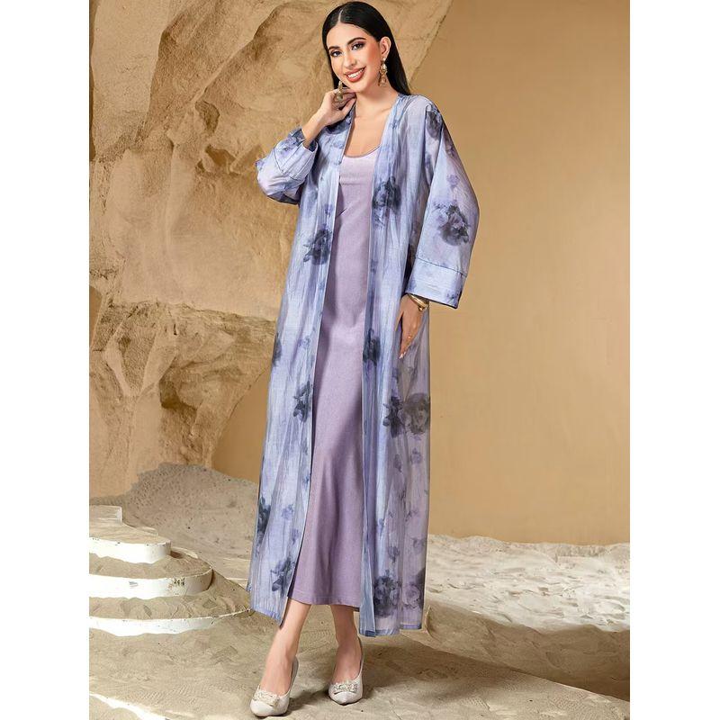 New Arrival Middle East Print Cardigan Robe Suspender Skirt Two-piece Set Strap Skirt Printed Robe Set Purple and blue XL
New Arrival Middle East Print Cardigan Robe Suspender Skirt Two-piece Set Strap Skirt Printed Robe Set Purple and blue XL