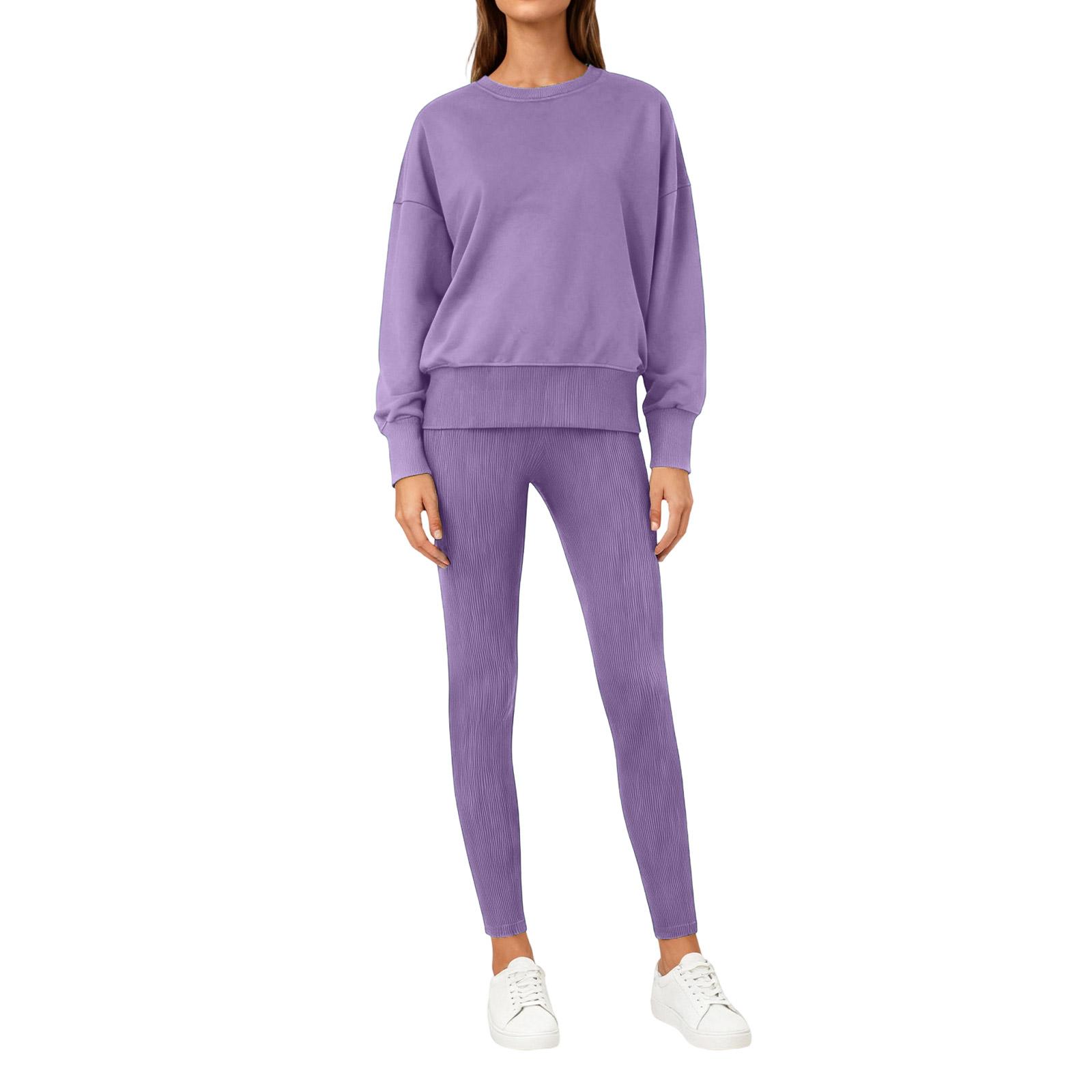 Модный женский повседневный свободный топ с длинными рукавами и круглым вырезом, с разрезом, облегающие брюки, комплект с худи L фиолетовый
Модный женский повседневный свободный топ с длинными рукавами и круглым вырезом, с разрезом, облегающие брюки, комплект с худи L фиолетовый