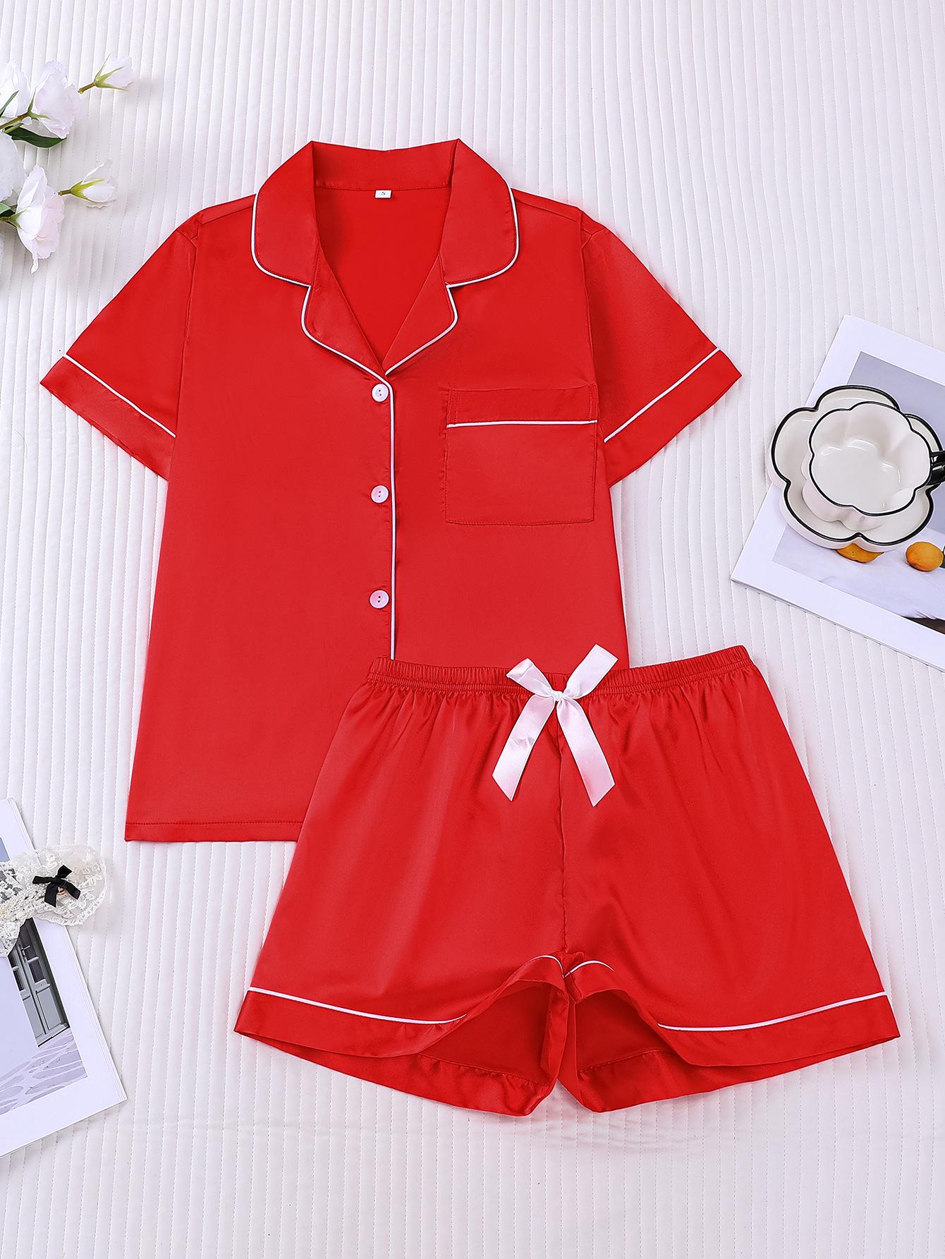 Casual Satin Lapel Pajama Set - European & American Style, Wearable Outside Large червоний
Casual Satin Lapel Pajama Set - European & American Style, Wearable Outside Large червоний
