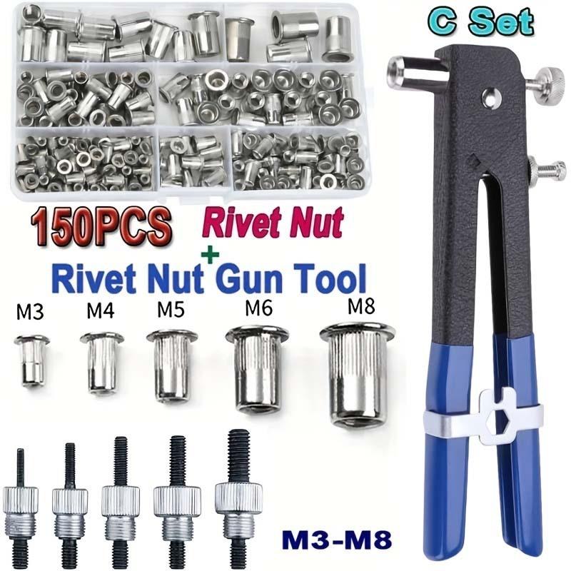 156pcs Manual Ram Gun Set Metric Rivet Nut Combination (M8/M6/M5/M4/M3), Suitable for Furniture, Decoration
156pcs Manual Ram Gun Set Metric Rivet Nut Combination (M8/M6/M5/M4/M3), Suitable for Furniture, Decoration