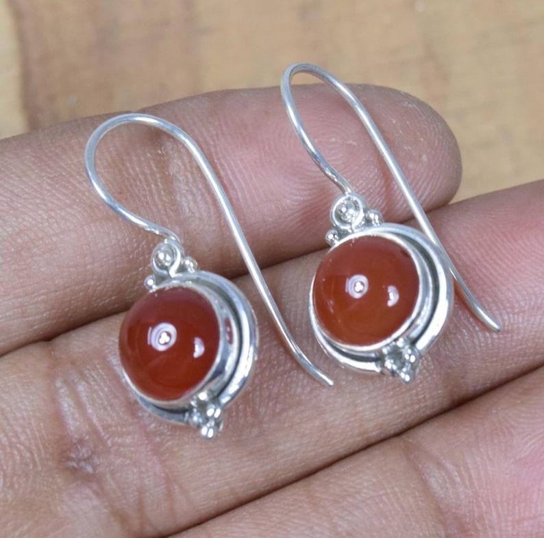 Solid 925 Sterling Silver Carnelian RRound gemstone Handmade Designer Women Drop Earrings
Solid 925 Sterling Silver Carnelian RRound gemstone Handmade Designer Women Drop Earrings