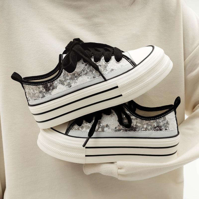 sequined platform rubber canvas shoes, white shoes, fashionable versatile platform casual shoes, low-top shoes 40
sequined platform rubber canvas shoes, white shoes, fashionable versatile platform casual shoes, low-top shoes 40