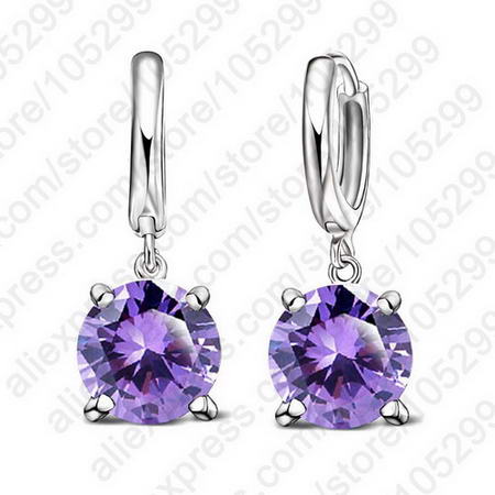 Real 925 Pure Silver Dangle Earrings CZ Crystal Big Round Earrings For Women Girls Gift Fashion Jewelry фіолетовий
Real 925 Pure Silver Dangle Earrings CZ Crystal Big Round Earrings For Women Girls Gift Fashion Jewelry фіолетовий