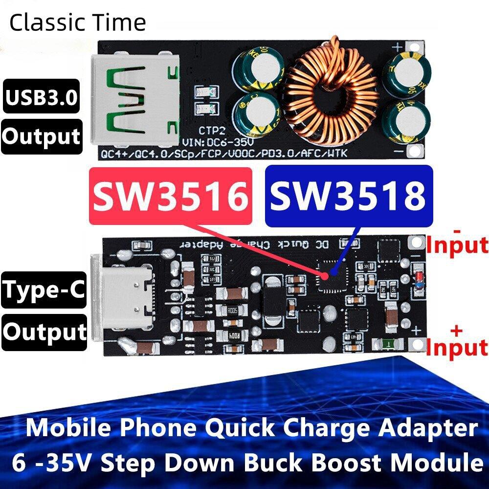 SW3518 / SW3516 QC4.0 QC3.0 USB Type-C Quick Charge Adapter 6 -35V Step Down Buck Boost Module SW3518
SW3518 / SW3516 QC4.0 QC3.0 USB Type-C Quick Charge Adapter 6 -35V Step Down Buck Boost Module SW3518