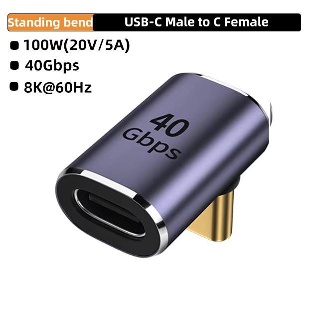 USB4.0 40Gbps OTG type C 90 degree Adapter 100W 5A USB C to Type C Fast Charging Converter USB C Data Adapter For Macbook 8K60HZ
USB4.0 40Gbps OTG type C 90 degree Adapter 100W 5A USB C to Type C Fast Charging Converter USB C Data Adapter For Macbook 8K60HZ
