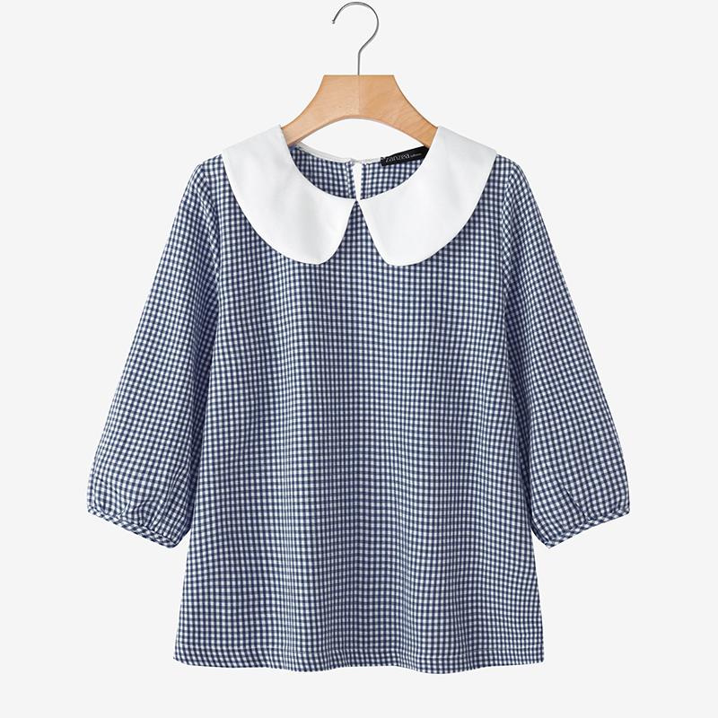 ZANZEA Women Casual Doll Collar 3/4 Sleeve Loose Plaid Print Blouse 2XL темно-синього кольору
ZANZEA Women Casual Doll Collar 3/4 Sleeve Loose Plaid Print Blouse 2XL темно-синього кольору