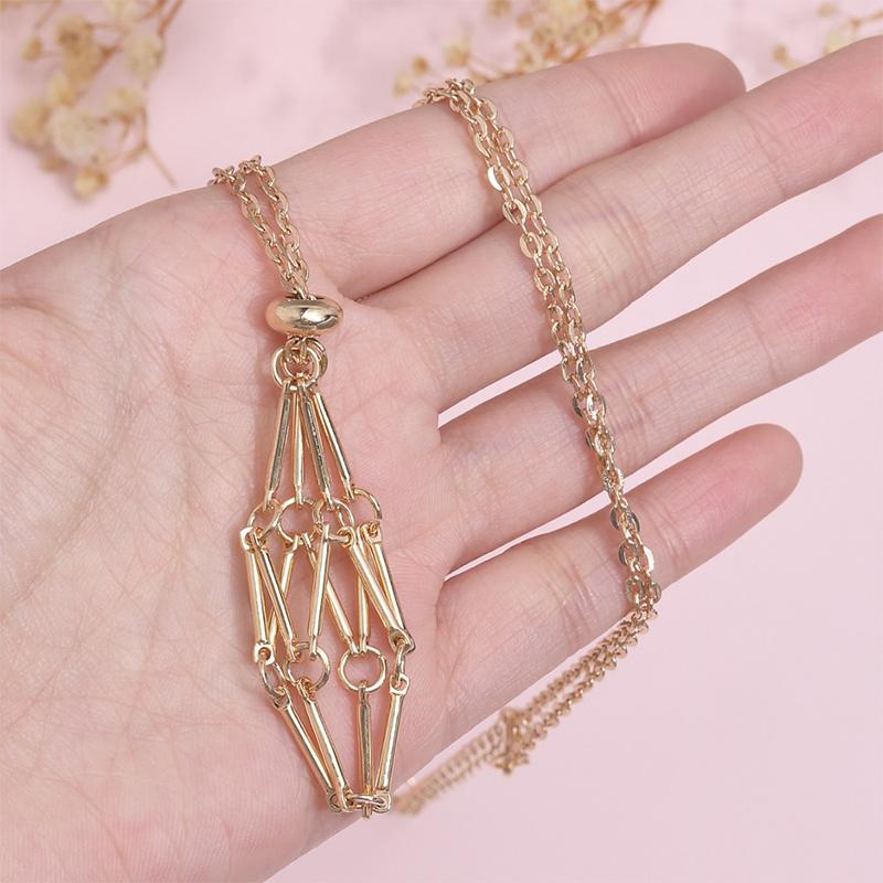 Простой Держатель для Ожерелья-Клетки Женский Мужской Сетчатая Металлическая Цепочка Держатель для Коллекционирования Камней Регулируемый Подвесной Ювелирный Изделие золотой