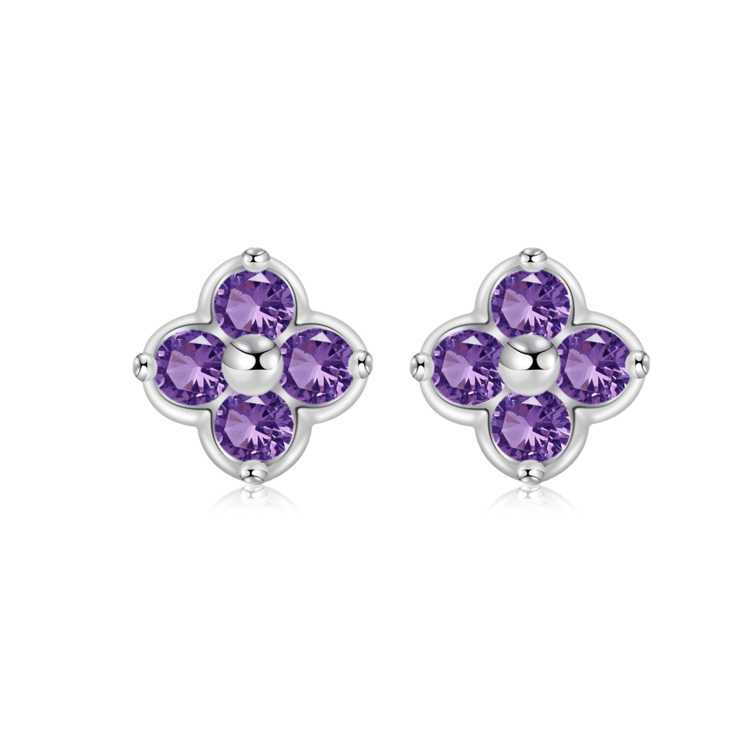 Amethyst Earrings for Hypoallergenic to Four Leaf Clover Silver 925 February Will Not Birthday Gift for Women FH.bird Women, Metals, Beautiful 
Amethyst Earrings for Hypoallergenic to Four Leaf Clover Silver 925 February Will Not Birthday Gift for Women FH.bird Women, Metals, Beautiful