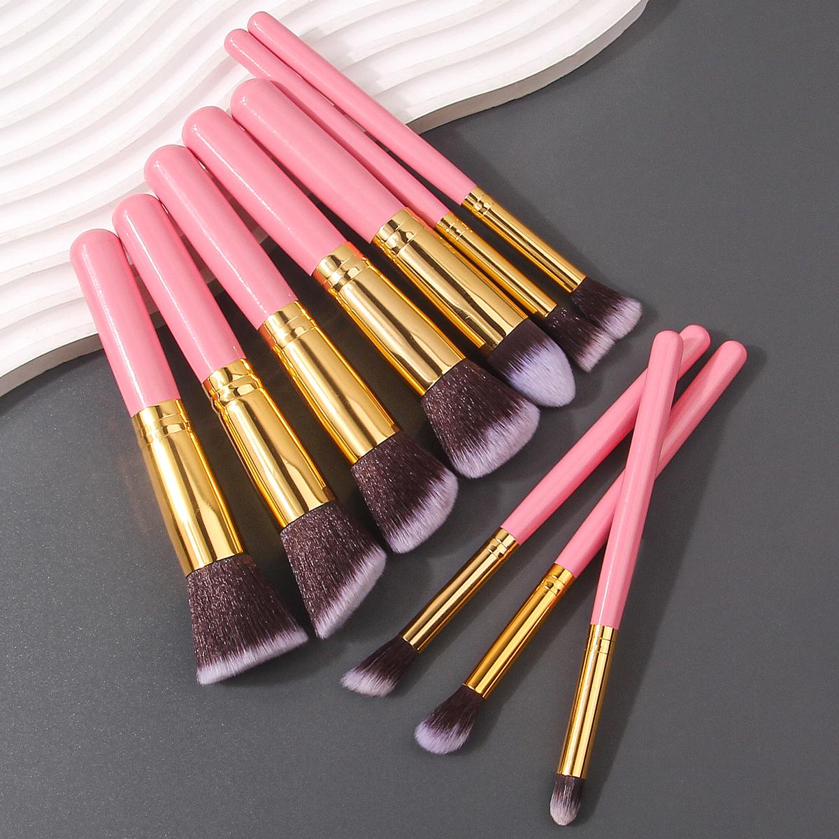 10Pcs pink wooden-handled makeup brush set, including foundation brush, blush brush, eyeshadow brush and highlight brush рожевий
10Pcs pink wooden-handled makeup brush set, including foundation brush, blush brush, eyeshadow brush and highlight brush рожевий