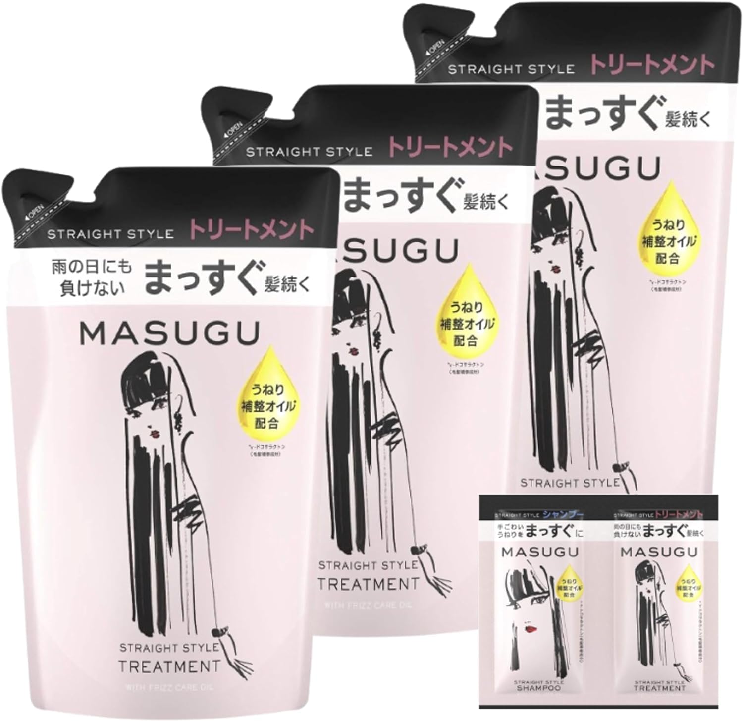 MASUGU (Straight) Straight style, curly hair, wavy hair, sulfate-free, refill, 320g x 3 + free sachet (treatment)
MASUGU (Straight) Straight style, curly hair, wavy hair, sulfate-free, refill, 320g x 3 + free sachet (treatment)