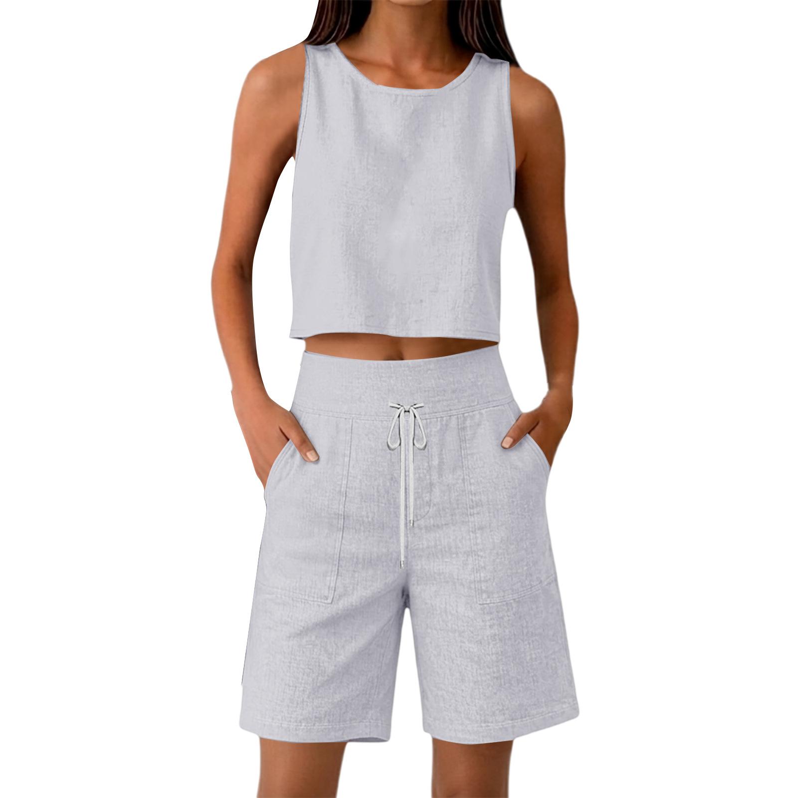 Women s Fashion Sleeveless Top And Wide-Leg Cropped Pants Cotton-Linen Set M білий
Women s Fashion Sleeveless Top And Wide-Leg Cropped Pants Cotton-Linen Set M білий
