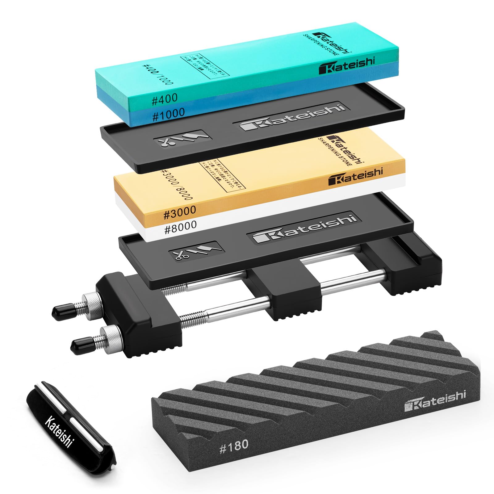 knife sharpening stone set and made with a new manufacturing method for precise grit Large size stone set with stainless steel surface angle fixing
knife sharpening stone set and made with a new manufacturing method for precise grit Large size stone set with stainless steel surface angle fixing