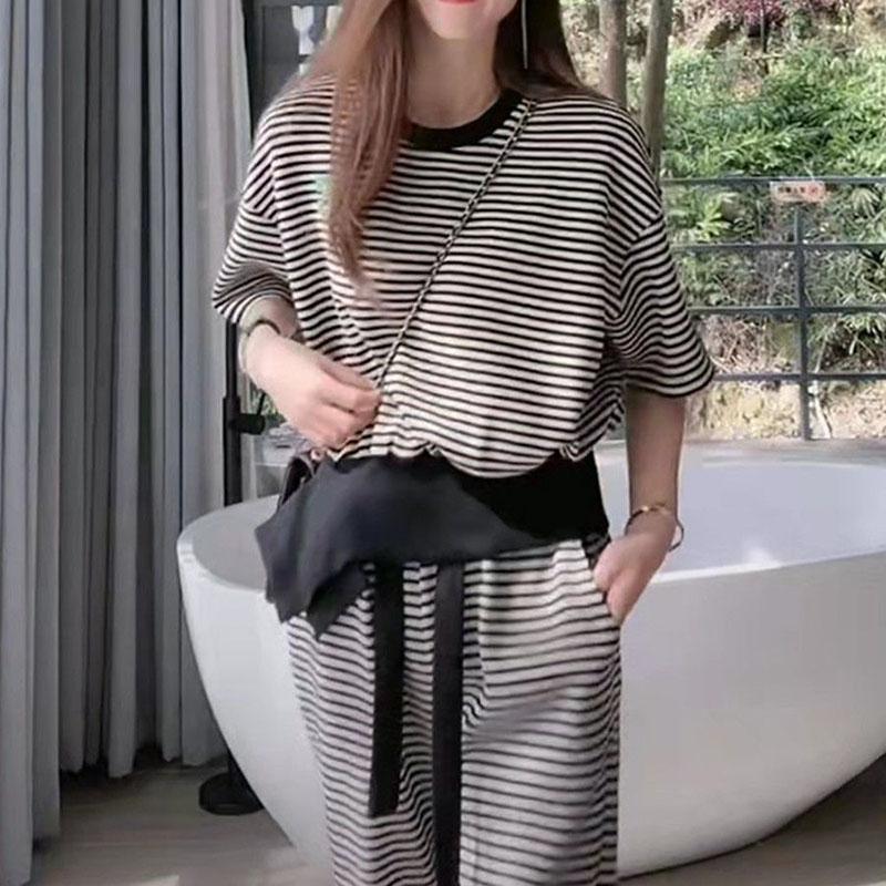 Женский летний костюм с короткими рукавами и круглым вырезом в полоску, комплект из двух предметов L чёрный
Женский летний костюм с короткими рукавами и круглым вырезом в полоску, комплект из двух предметов L чёрный