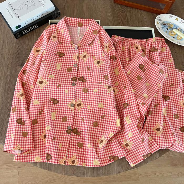 Cloud cotton pajamas women s spring and autumn long-sleeved cardigan Japanese sweet red plaid student large-size loungewear set XXL
Cloud cotton pajamas women s spring and autumn long-sleeved cardigan Japanese sweet red plaid student large-size loungewear set XXL