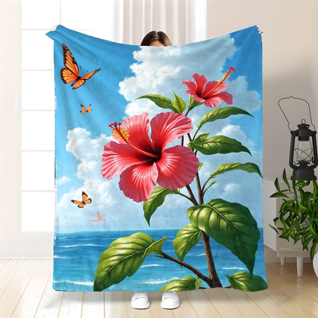 Red hibiscus butterfly pattern Flannel printed blanket suitable for all seasons suitable for living room office sofa and travel 75x100cm (30x40inch)
Red hibiscus butterfly pattern Flannel printed blanket suitable for all seasons suitable for living room office sofa and travel 75x100cm (30x40inch)