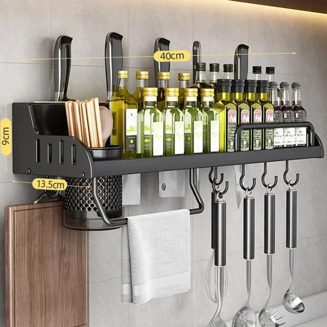Multifunctional Kitchen Storage Rack Wall Spice Rack Utensil Holder Cutting Board Stand for Seasoning Bottle Organizing
Multifunctional Kitchen Storage Rack Wall Spice Rack Utensil Holder Cutting Board Stand for Seasoning Bottle Organizing