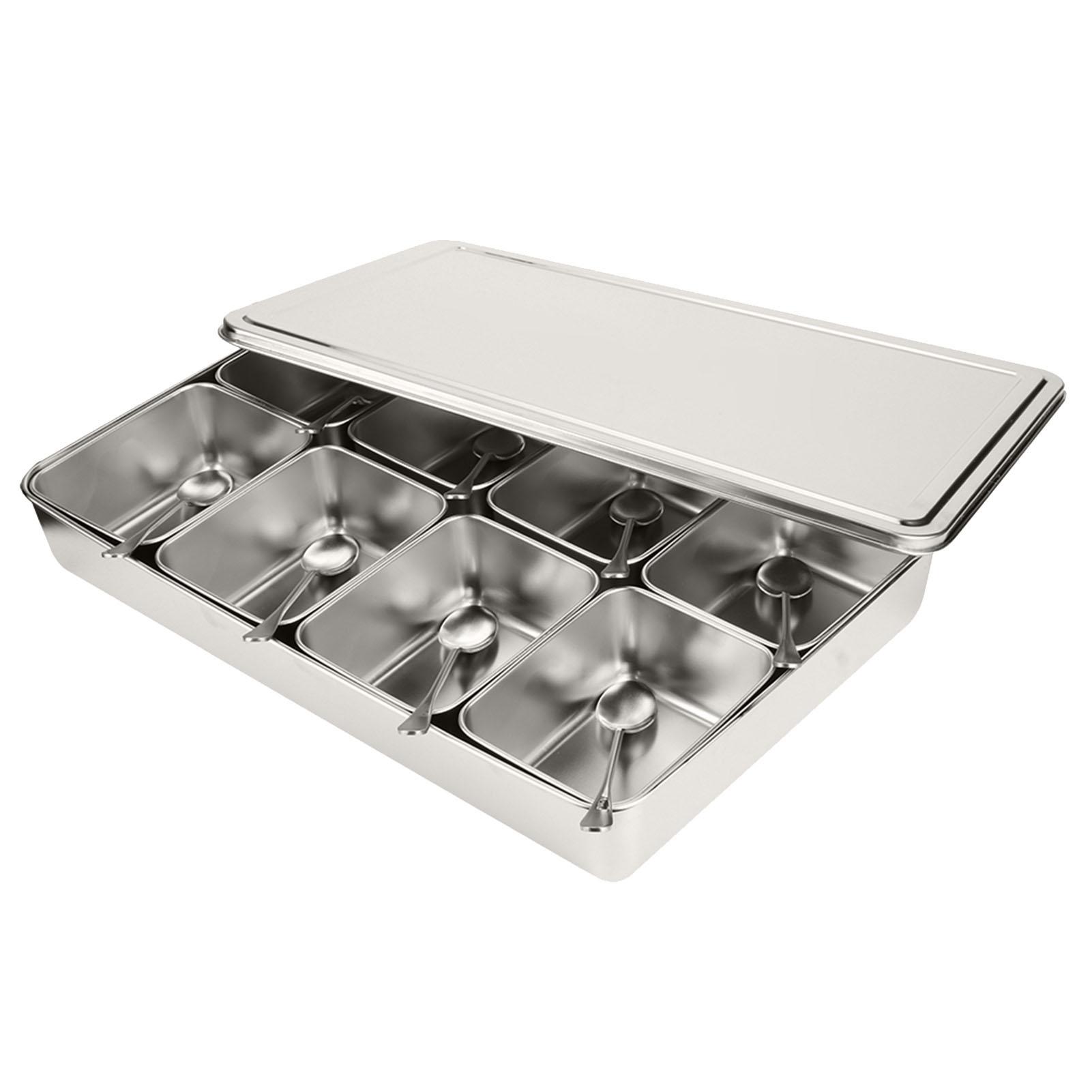 8 Grids Stainless Steel Seasoning Box Condiment Storage Containers Seasoning Jar Kitchen Utensils
8 Grids Stainless Steel Seasoning Box Condiment Storage Containers Seasoning Jar Kitchen Utensils