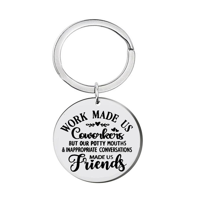 Stainless Steel Keychain Work Made Us Colleagues But Inspirational Gift Stainless Steel Keychain for Backpack Bag Pendant 3*3CM
Stainless Steel Keychain Work Made Us Colleagues But Inspirational Gift Stainless Steel Keychain for Backpack Bag Pendant 3*3CM