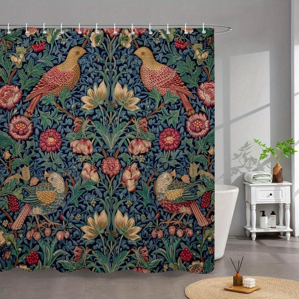 1Pc Medieval Tapestry-Inspired Floral Bird Bath Curtain - Vibrant Yellow Red Plumage Birds, Colorful Blossoms On Dark Blue Backg W60H190(CM)-1 Pcs
1Pc Medieval Tapestry-Inspired Floral Bird Bath Curtain - Vibrant Yellow Red Plumage Birds, Colorful Blossoms On Dark Blue Backg W60H190(CM)-1 Pcs
