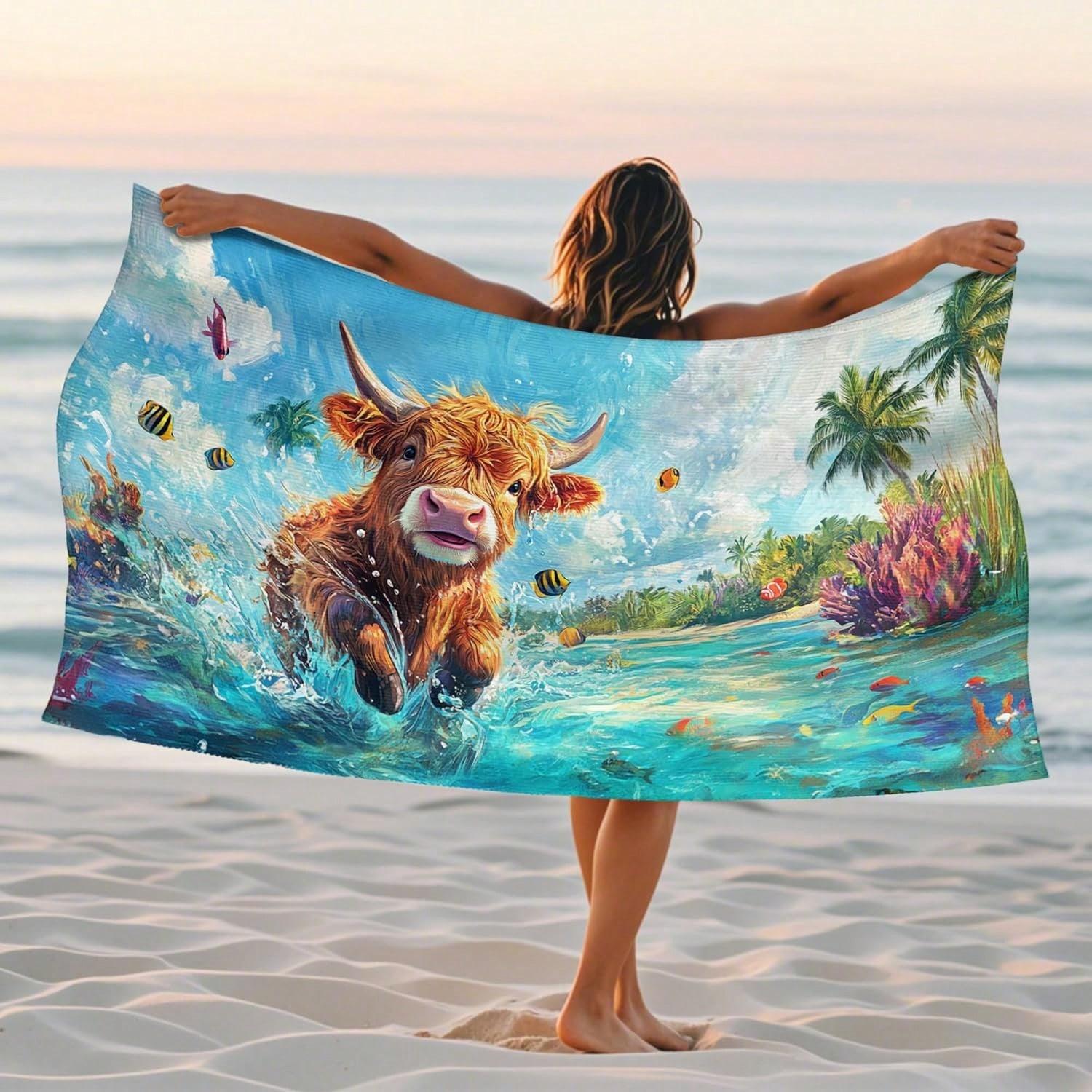 Funny Orange Highland Cow Microfiber Beach Towel Quick Dry Sand Free Soft Lightweight For Travel Camping Yoga Gym Pool W30*H60(CM)
Funny Orange Highland Cow Microfiber Beach Towel Quick Dry Sand Free Soft Lightweight For Travel Camping Yoga Gym Pool W30*H60(CM)