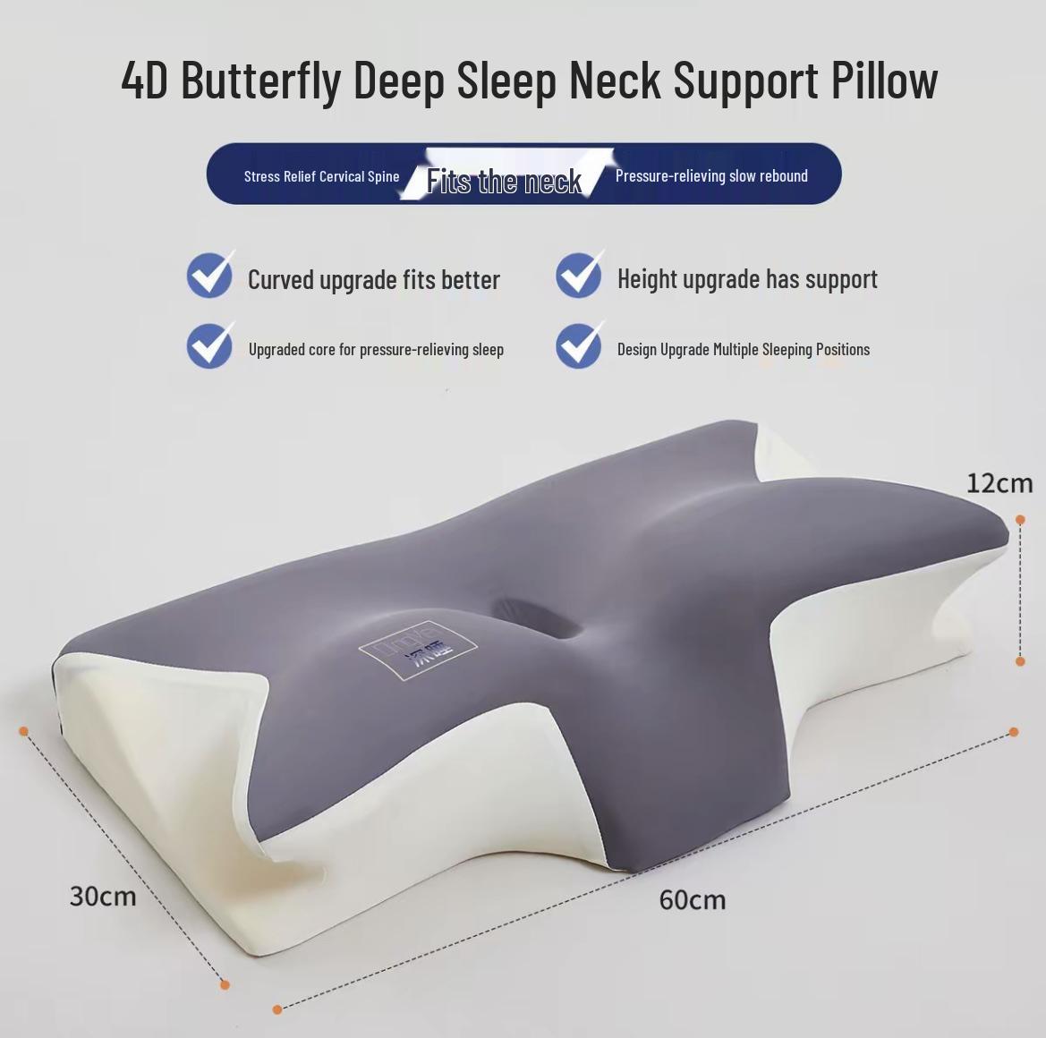 Ergonomic Memory Foam Pillow for Cervical Support: Ideal for Students and Adults, Side Sleeper Butterfly Design 60*30*12cm Single сірий колір
Ergonomic Memory Foam Pillow for Cervical Support: Ideal for Students and Adults, Side Sleeper Butterfly Design 60*30*12cm Single сірий колір