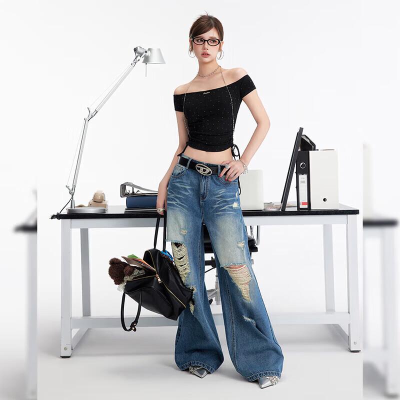 UNIFREE Ripped Baggy Low-Waist Wide-Leg Jeans XXL
UNIFREE Ripped Baggy Low-Waist Wide-Leg Jeans XXL