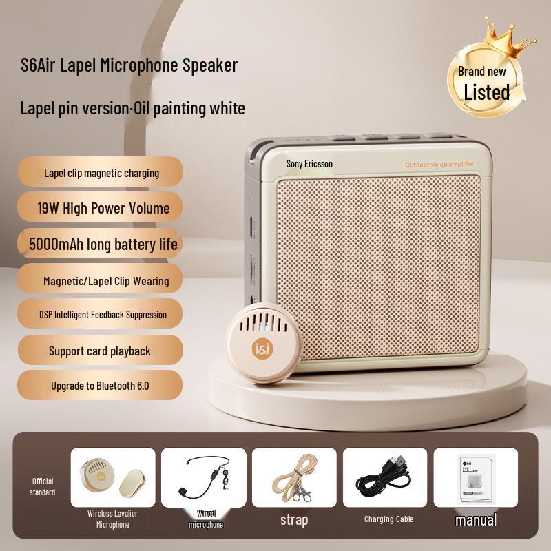 Sony S6air Wireless Lapel Microphone for Teachers and Tour Guides Oil White - Clip-on Mic, Magnetic Charging
Sony S6air Wireless Lapel Microphone for Teachers and Tour Guides Oil White - Clip-on Mic, Magnetic Charging