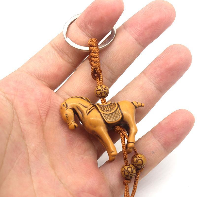 1 шт. брелок-подвеска в виде лошади с резьбой на удачу, брелок-цепочка для ключей, подарок на защиту зла