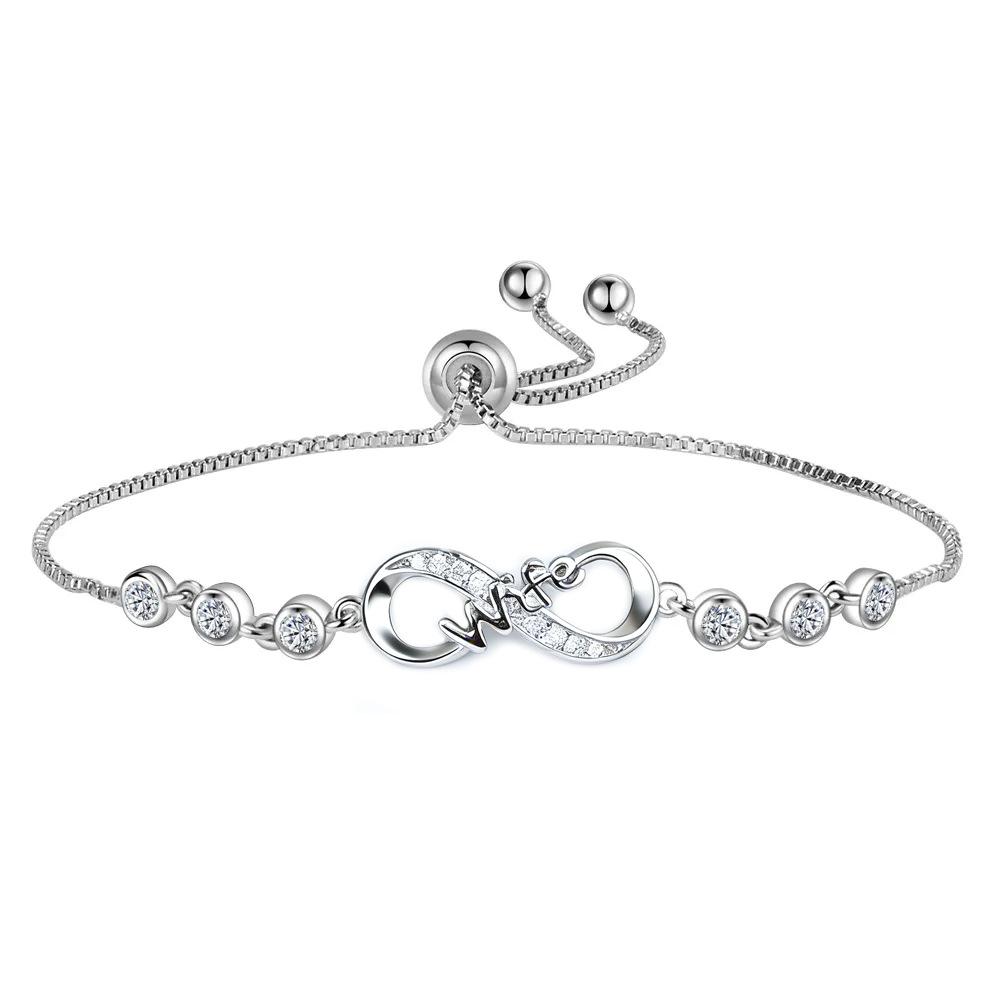 Holiday Gift Adjustable Bracelet Ladies Box Chain Alphabet Bracelet Diamond Infinity Symbol Bracelet Strip
Holiday Gift Adjustable Bracelet Ladies Box Chain Alphabet Bracelet Diamond Infinity Symbol Bracelet Strip