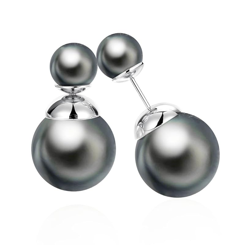 Rockyu earrings ladies platinum white pearl black pearl double pearl earrings wedding birthday present (Black)
Rockyu earrings ladies platinum white pearl black pearl double pearl earrings wedding birthday present (Black)