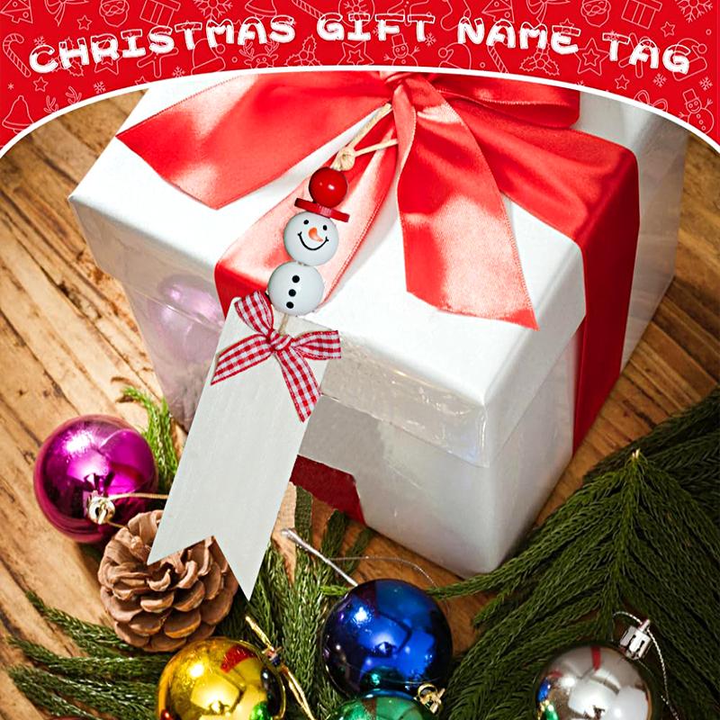 8Pcs Gift Nameplate Christmas Pendant Christmas Tree Decoration Wooden Pendant Wooden Bead Pendant