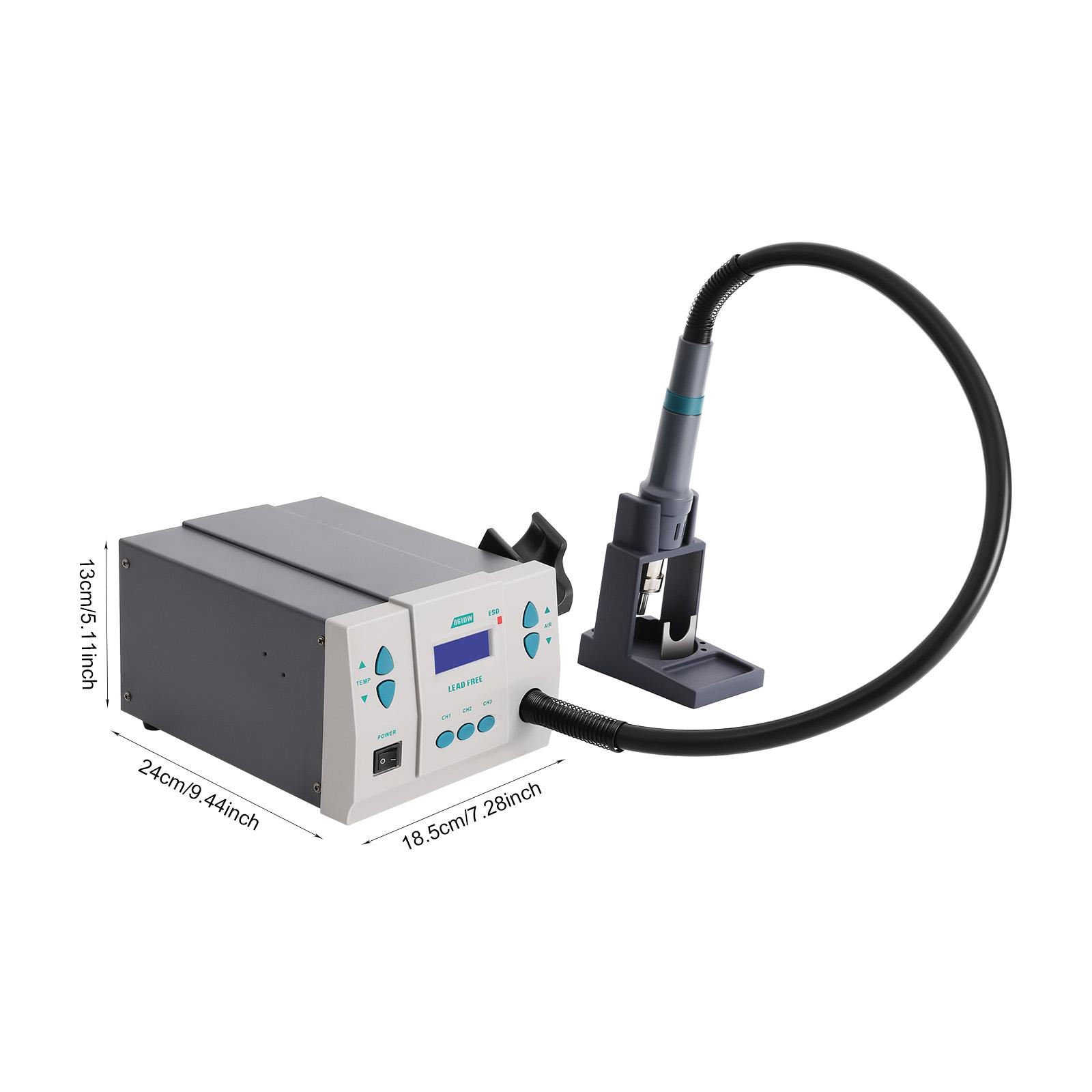 1000W110VDigital Hot Air Rework Station w/LCD Display&Brushless Turbine FanSoldering HotGun w/Adjustable Temperature&3AirNozzles сірий
1000W110VDigital Hot Air Rework Station w/LCD Display&Brushless Turbine FanSoldering HotGun w/Adjustable Temperature&3AirNozzles сірий