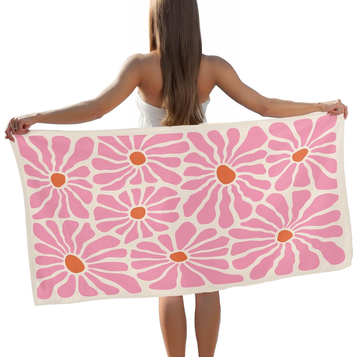 Pink Boho Floral Beach Towel, Flower Daisy Pool Towels, Vintage Boho Flowers Floral Daisies Large Beach Bath Travel Towels for W40*H60(CM)
Pink Boho Floral Beach Towel, Flower Daisy Pool Towels, Vintage Boho Flowers Floral Daisies Large Beach Bath Travel Towels for W40*H60(CM)