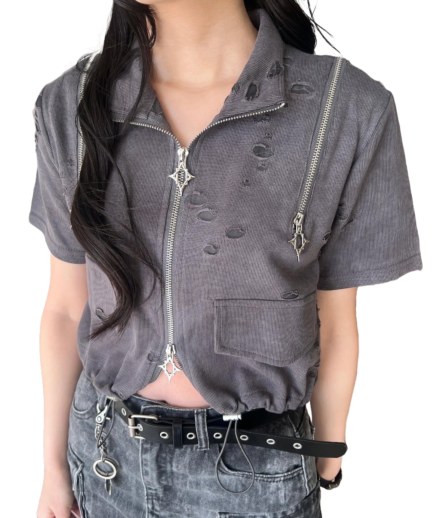 WEGO Figments Cropped Shoulder Zip Top, Women s, Summer Clothes, Size F, Sumikuro
WEGO Figments Cropped Shoulder Zip Top, Women s, Summer Clothes, Size F, Sumikuro