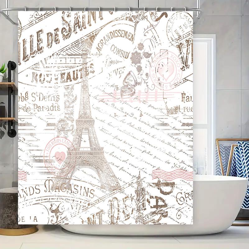 Retro Eiffel Tower Print Shower Curtain For Bathroom Decor White Brown Tones Waterproof Fabric With Grommets Set W60H190(CM)-1 Pcs
Retro Eiffel Tower Print Shower Curtain For Bathroom Decor White Brown Tones Waterproof Fabric With Grommets Set W60H190(CM)-1 Pcs