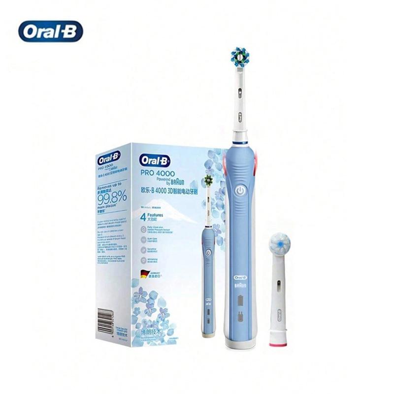 Ультразвуковая электрическая зубная щетка Oral B Pro4000, 3D умное отбеливание зубов, щетка для взрослых, перезаряжаемая
Ультразвуковая электрическая зубная щетка Oral B Pro4000, 3D умное отбеливание зубов, щетка для взрослых, перезаряжаемая