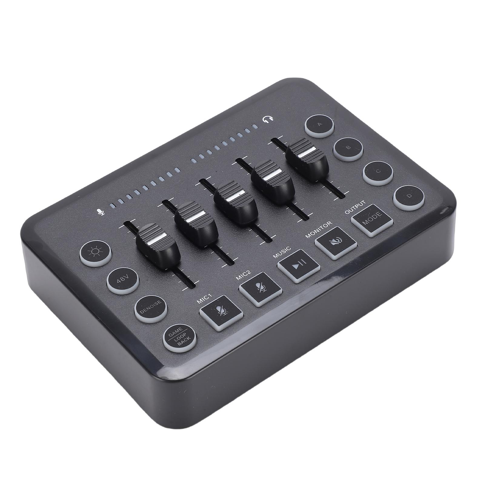 Wireless Live Streaming Sound Card Mixer, Noise Reduction, RGB Lights, 4 Custom Recording Buttons, BT5.0, Compatible
Wireless Live Streaming Sound Card Mixer, Noise Reduction, RGB Lights, 4 Custom Recording Buttons, BT5.0, Compatible