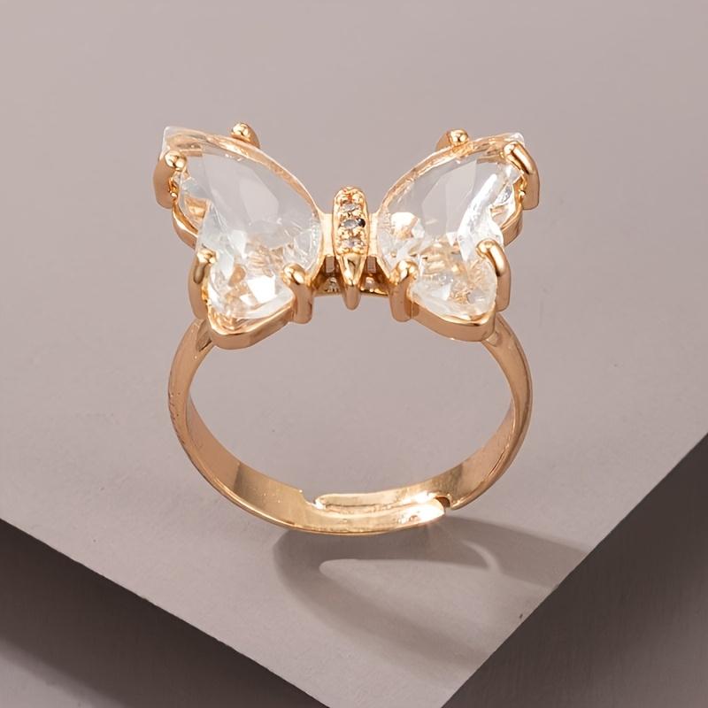 Simple and Stylish White Color Zircon Butterfly Inlaid Ring, Suitable for Women s Daily Wear, Holiday Accessories and Zircon resizable
Simple and Stylish White Color Zircon Butterfly Inlaid Ring, Suitable for Women s Daily Wear, Holiday Accessories and Zircon resizable