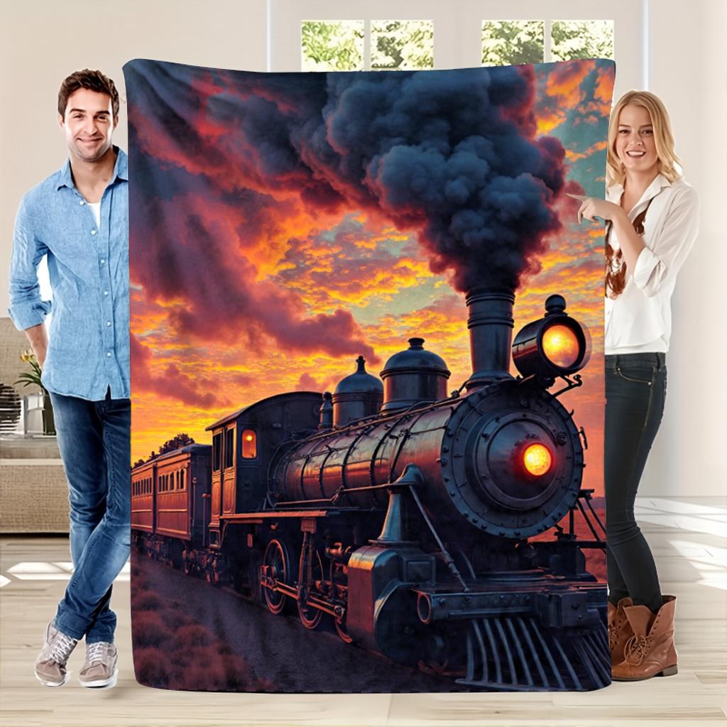 Retro train sunset pattern Flannel printed blanket suitable for all seasons suitable for living room office sofa and travel 75x100cm
Retro train sunset pattern Flannel printed blanket suitable for all seasons suitable for living room office sofa and travel 75x100cm